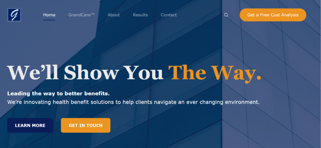 Screenshot image of the grandriskadvisors.com homepage.